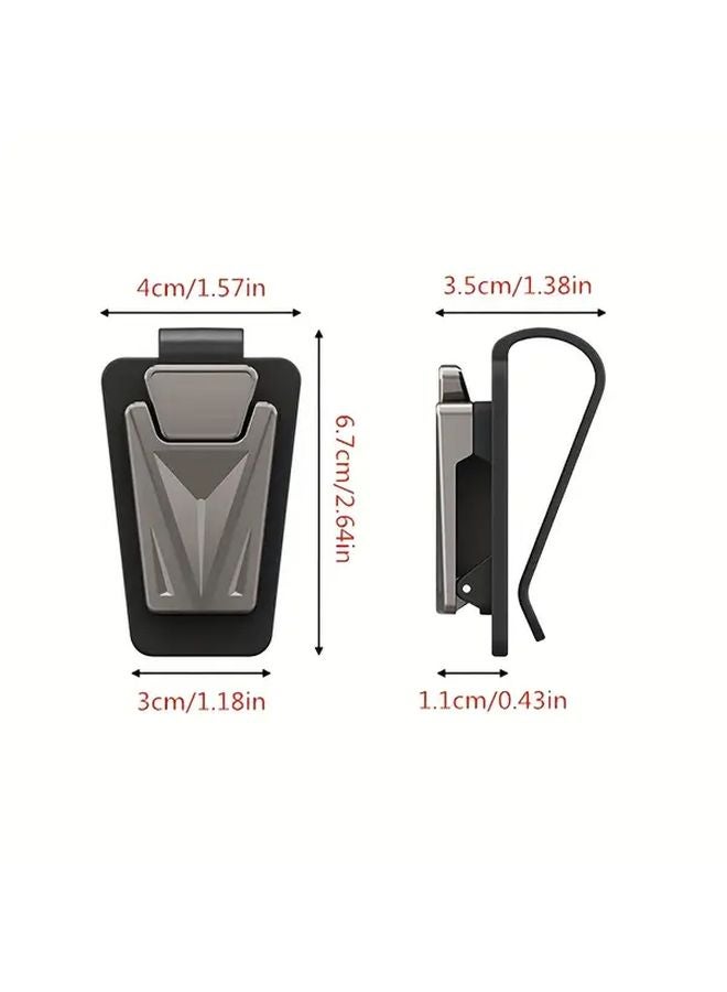 Gray Universal Car Glasses Clip Holder For Sun Visor One Handed Access Design - Image 3